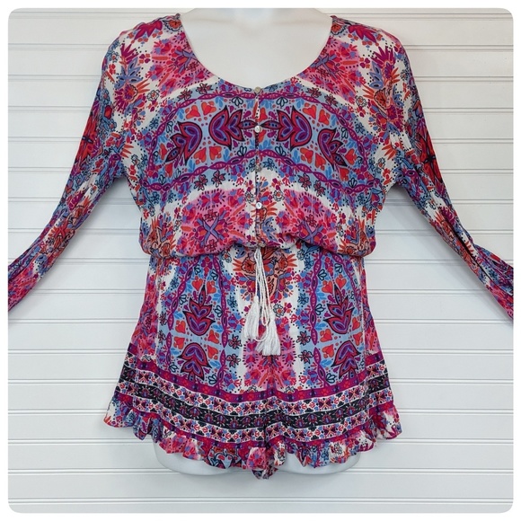 Altar'd State boho long-sleeved shorts romper - Picture 1 of 8